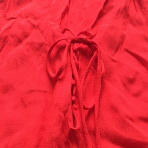 Ro & De Tops - Ro & De tie up bright tomato red ruffle shirt Ro & De Tops - Ro & De tie up bright tomato red ruffle shirt